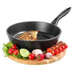 Сковорода - гриль круглая 26 см Гармония вкуса Elan Gallery Черный оникс, несъёмная ручка