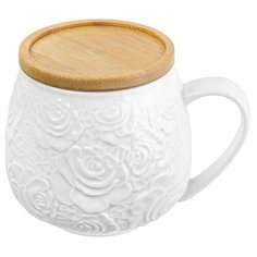 Кружка 400 мл "Белые розы" , 12,5х9,5х9,2 см Elan Gallery