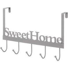 Вешалка на дверь навесная "SWEET HOME", серая, 5 крючков, 38,5х11х25 см EL Casa