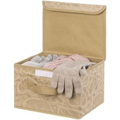 Кофр складной для хранения 26х20х16 см EL Casa Золотое сердце с ручкой и крышкой на липучке