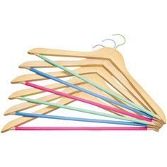 Набор вешалок 6 шт. 44,5х1,2х23 см EL Casa Дуб с нескользящей перекладиной 2 розовые, 2 голубые, 2 зеленые