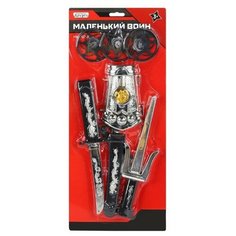 Игрушечное оружие ТМ "КОМПАНИЯ ДРУЗЕЙ", Серия "Маленький воин", Набор "Ниндзя". В наборе: меч, метательный нож, сюрикены, манжет.