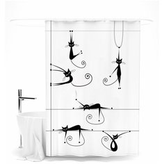 Шторка для ванной "Без кота и жизнь не та" Сирень