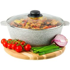Жаровня-сотейник 4,5 л 28 см Elan Gallery Гармония вкуса Серый агат с крышкой D28