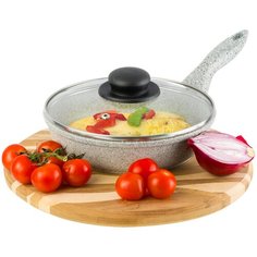 Сковорода глубокая 20 см Elan Gallery Гармония вкуса Серый агат с крышкой D20, несъёмная ручка