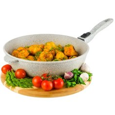 Сковорода глубокая 28 см Elan Gallery Гармония вкуса Серый агат, съёмная ручка
