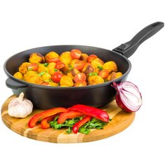 Сковорода глубокая 28 см Elan Gallery Гармония вкуса Черный Оникс, съёмная ручка