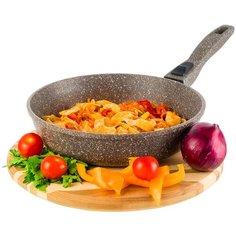 Сковорода глубокая 24 см Elan Gallery Гармония вкуса Коричневый опал, съёмная ручка