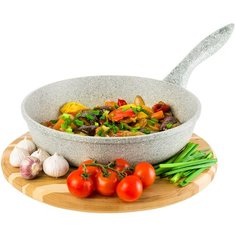 Сковорода глубокая 24 см Elan Gallery Гармония вкуса Серый агат, несъёмная ручка