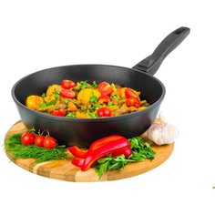 Сковорода глубокая 26 см Elan Gallery Гармония вкуса Черный Оникс без крышки съёмная ручка
