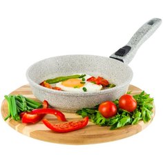 Сковорода глубокая 20 см Elan Gallery Гармония вкуса Серый агат без крышки съёмная ручка