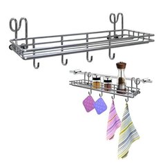 Полка для специй с 4 крючками навесная на рейлинг 25*9,5*10 см МультиДом