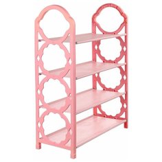 Этажерка для обуви Принт, 56x19x43см, 4 полки, металл, пластик, розовый Простые решения