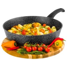 Сковорода глубокая 28 см Elan Gallery ГАРМОНИЯ ВКУСА Черный мрамор Индукция без крышки