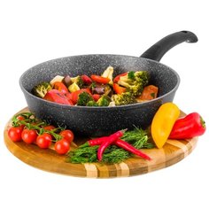 Сковорода глубокая 24 см Elan Gallery Гармония вкуса Черный мрамор Индукция без крышки