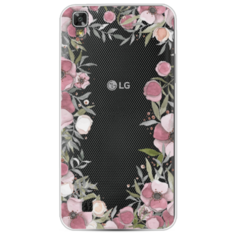 Силиконовый чехол Розовая цветочная рамка на LG X Power (K220DS) Case Place