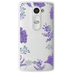 Силиконовый чехол Сиреневая цветочная рамка на LG Leon (H324) Case Place