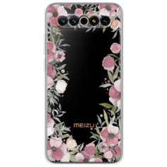 Силиконовый чехол Розовая цветочная рамка на Meizu 17 Case Place