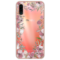 Силиконовый чехол Розовая цветочная рамка на Meizu 16Xs Case Place