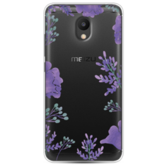 Силиконовый чехол Сиреневая цветочная рамка на Meizu M6 Case Place