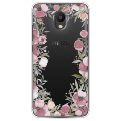 Силиконовый чехол Розовая цветочная рамка на Meizu M6 Case Place