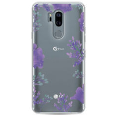 Силиконовый чехол Сиреневая цветочная рамка на LG G7 ThinQ Case Place
