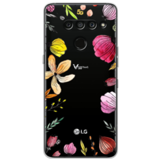 Силиконовый чехол Цветочная рамка на LG V50 ThinQ Case Place