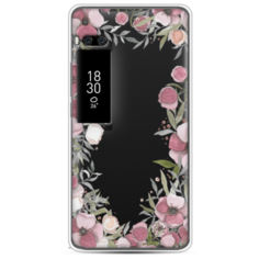 Силиконовый чехол Розовая цветочная рамка на Meizu Pro 7 Case Place