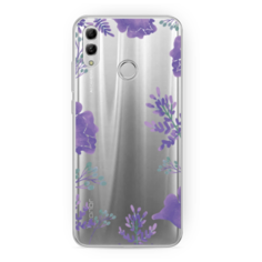 Силиконовый чехол Сиреневая цветочная рамка на Huawei Honor 10 Lite Case Place