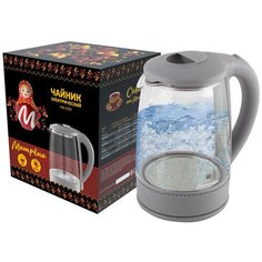 ЧАЙНИК ЭЛЕКТР. "МАТРЁНА" MA-009 2 Л СТЕКЛО, ПЛАСТИК (СЕРЫЙ)