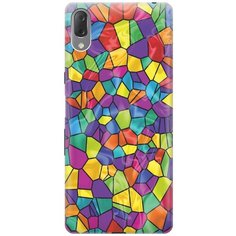 GOSSO Ультратонкий силиконовый чехол-накладка для Sony Xperia L3 с принтом "Яркая мозаика"