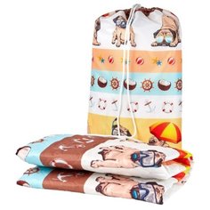 Пляжное покрывало "Мопсы", 90*140 см Сирень