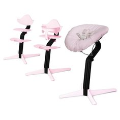 Детский стульчик Evomove Nomi от 0 мес до 12 лет с черным основанием (комплект) розовый; текстиль - розовая пудра