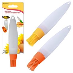 Кисточка с ручкой-контейнером силиконовый. Длина 18,5см, объем контейнера 30мл. 2цв** МультиДом