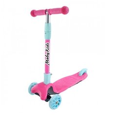 Самокат Moby Kids Disco, складной, 120 PU со светом, свет и звук на деке, розовый