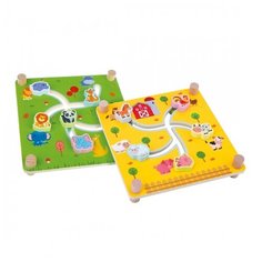 Лабиринт двухсторонний 2в1 "Животные" с песочными часами, 23х5х23 см Mapacha