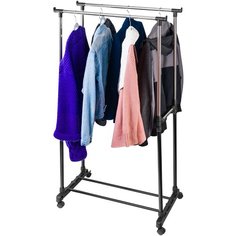 Вешалка для одежды телескопическая 2 перекладины 80х41х93-155 см EL Casa на колесиках