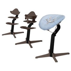 Детский стульчик Evomove Nomi от 0 мес до 12 лет с черным основанием (комплект) кофе; текстиль - лазурь