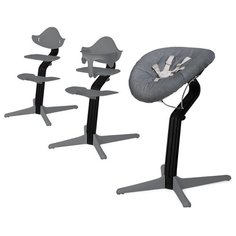 Детский стульчик Evomove Nomi от 0 мес до 12 лет с черным основанием (комплект) серый; текстиль - серый меланж