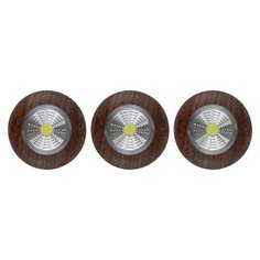 Фонарь-подсветка сд Pushlight 3Pack дерево, COB 3 Вт, 3 шт, бат. 3xAAA, Ritter REV