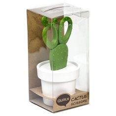 Ножницы Qualy Cactus с держателем, белые с зеленым