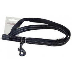 Поводок для собак GREAT&SMALL со светоотражающей острочкой 25х750мм нейлон черный