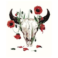 Череп и маки Раскраска картина по номерам на холсте Z-AB316 40х50