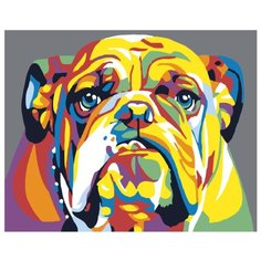 Радужный бульдог Раскраска по номерам на холсте Живопись по номерам PA156 40х50