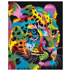 Молодой радужный леопард Раскраска по номерам на холсте Живопись по номерам PA126 40х50