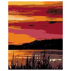 Летний вечер на озере Раскраска картина по номерам на холсте KTMK-92452-22 40х50