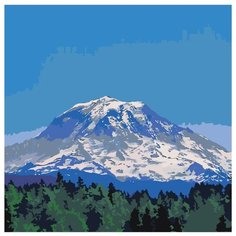 Заснеженная гора Раскраска картина по номерам на холсте ETS245-4040 40х40