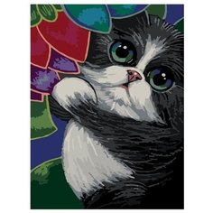 Котик в саду Раскраска по номерам на холсте Живопись по номерам A375 30х40