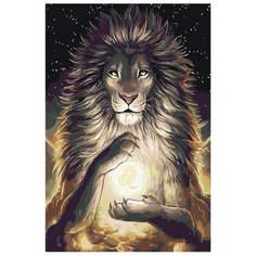 Лев со знаком зодиака Раскраска картина по номерам на холсте KTMK-lionsign02 40х60