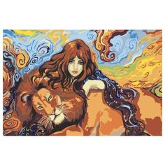 Девушка со львом Раскраска картина по номерам на холсте RA040 40х60